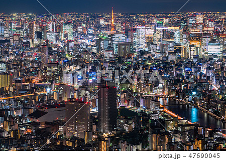 日本の絶景 東京の夜景 スカイツリー展望台より の写真素材