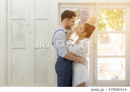 Happiness and romantic scene of love asian couples 47690414