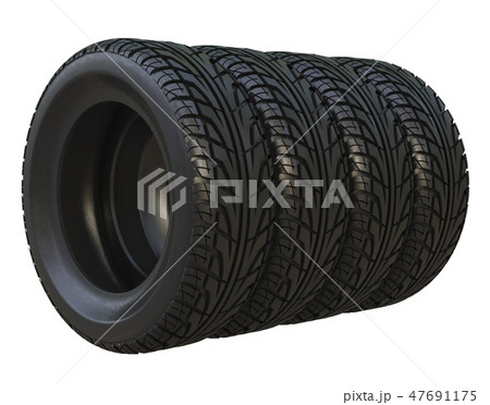 Group black tires, isolated Group black tires, isolated 47691175