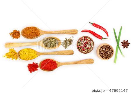 Spices Tiny Wooden Spoons Stock Photo 1905555631