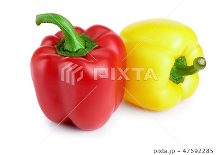 yellow and red sweet bell pepper isolated on white background 47692285