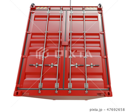 Perspective close-up of red container's door Perspective close-up of red container's door 47692658