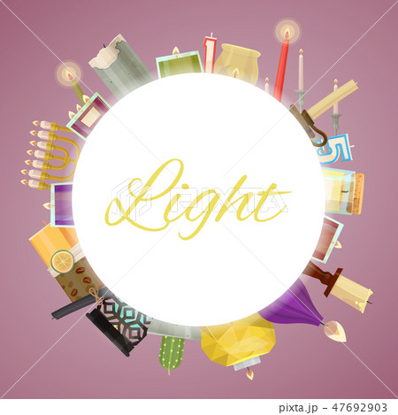 Candle frame vector illustration. Wax candles for xmas party, romantic heat candlelight flame and 47692903