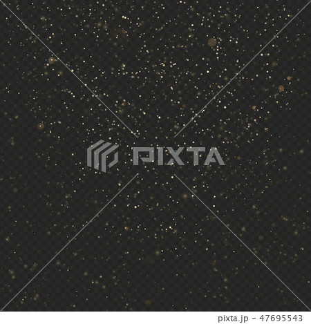 Gold dust glitter texture on dark transparent background. Explosion of confetti. Glittering stars 47695543