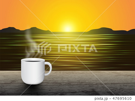 Coffee cup on vintage wooden table Coffee cup on vintage wooden table 47695610