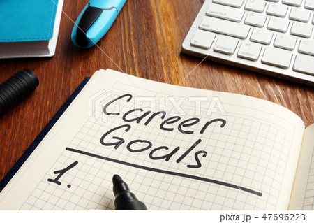 Career goals handwritten on a page of note. 47696223