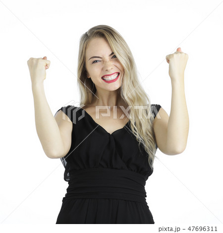 Beautiful woman on wihte background. 47696311