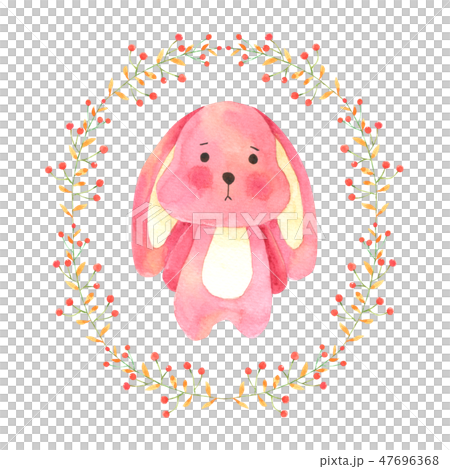 Bunny in Flower wreat watercolor. Cute Rabbit Bunny in Flower wreat watercolor. Cute Rabbit 47696368