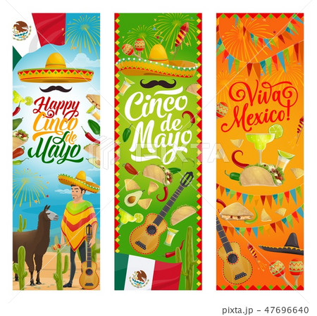 Mexican holiday Cinco de Mayo sombrero and guitar 47696640