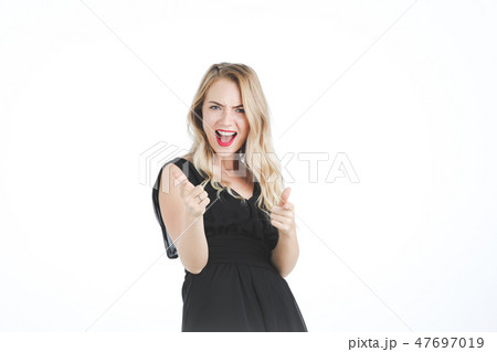 Beautiful woman on wihte background. 47697019