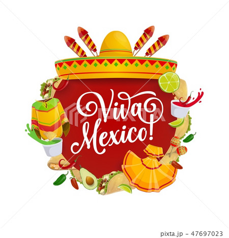 Mexican sombrero, Cinco de Mayo maracas and food Mexican sombrero, Cinco de Mayo maracas and food 47697023