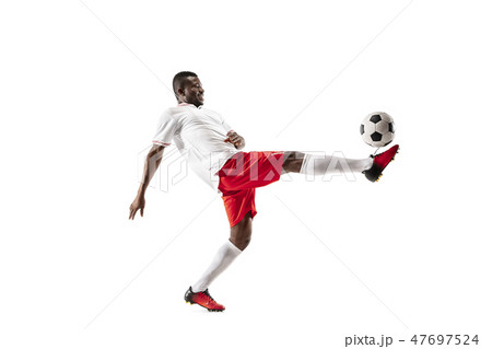 Professional african football soccer player isolated on white background 47697524