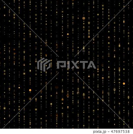 Seamless unique gold rain bokeh on black background. Glitter threads of curtain backdrop. Holiday Seamless unique gold rain bokeh on black background. Glitter threads of curtain backdrop. Holiday 47697538