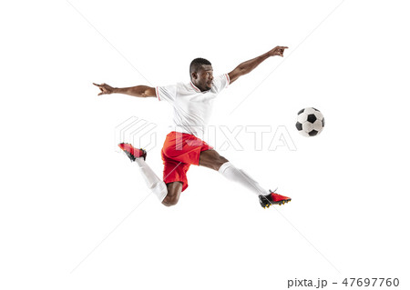 Professional african football soccer player isolated on white background Professional african football soccer player isolated on white background 47697760