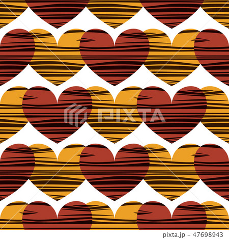 Red and yellow hearts with stripes. 47698943