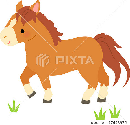 Brown Horse Walking In The Grass Stock Illustration
