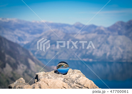Kotor Bay reflected on a glass ball Kotor Bay reflected on a glass ball 47700061