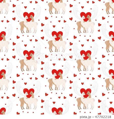 Llama in love seamless pattern 47702218