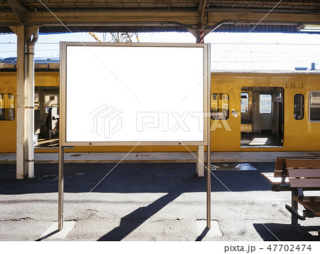 Blank board Timetable at Train station Platform  47702474