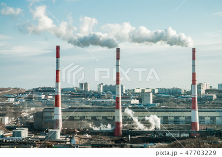 The photo high pipes from which goes smoke The photo high pipes from which goes smoke 47703229