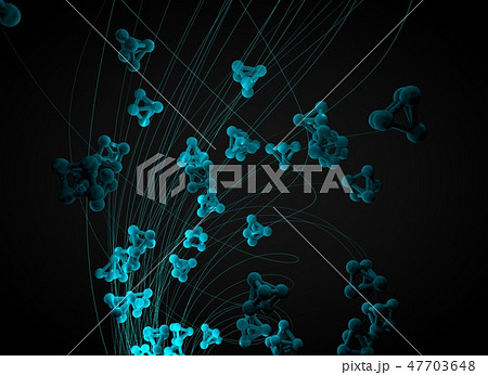 Iluminous molecules on a dark background. 3D Iluminous molecules on a dark background. 3D 47703648