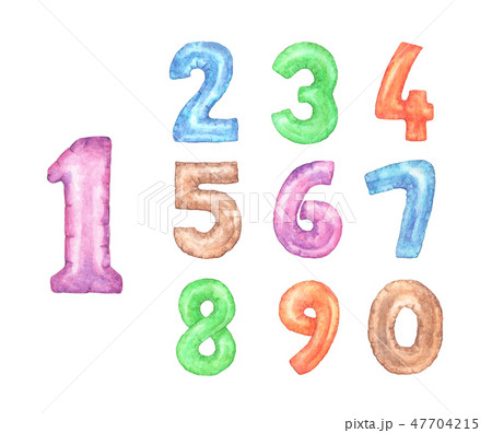 Set of alphabet numbers. watercolor illustration. 47704215
