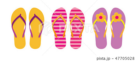 set of colorful flip flops summer collection swim wear with flower 47705028