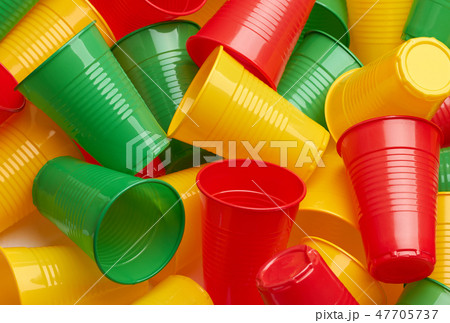 Plastic colored cup close-up 47705737