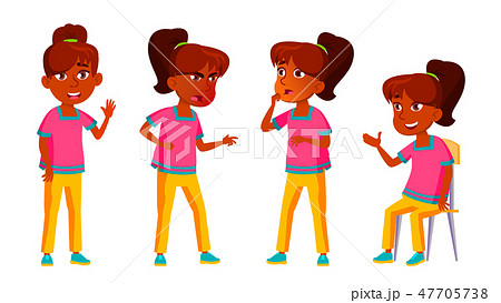 Indian Girl Set Vector. High School Child. Teenager, Classroom For Postcard, Announcement, Cover Indian Girl Set Vector. High School Child. Teenager, Classroom For Postcard, Announcement, Cover 47705738