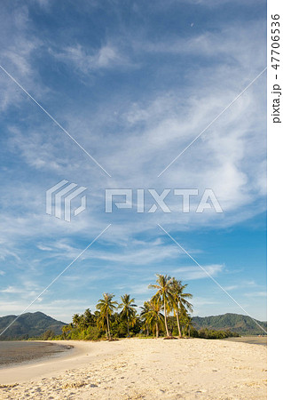 white beach in the morning and bright blue sky white beach in the morning and bright blue sky 47706536