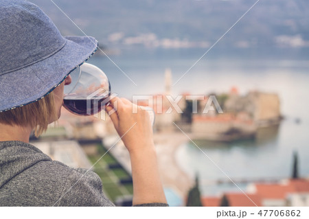 Drinkin wine in Budva 47706862