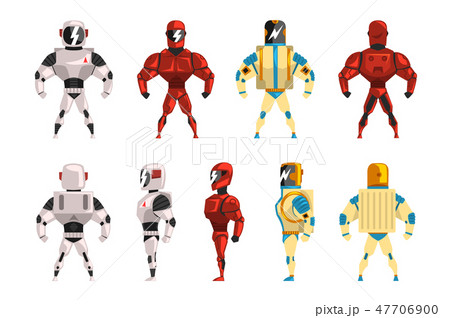 Robot ostumes set, superhero man vector Illustrations Robot ostumes set, superhero man vector Illustrations 47706900