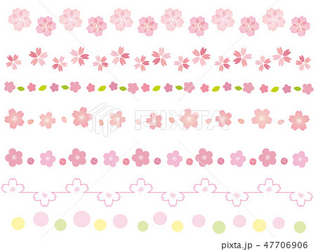 かわいい桜のライン仕切り素材のイラスト素材