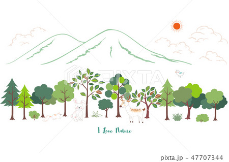 Cute cartoon animals wildlife with nature Cute cartoon animals wildlife with nature 47707344
