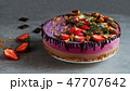 Vegan raw cake with berry, cashew cream, top view 47707642
