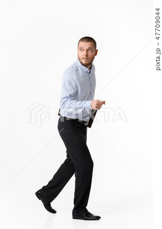 businessman with leather case on white background 47709044