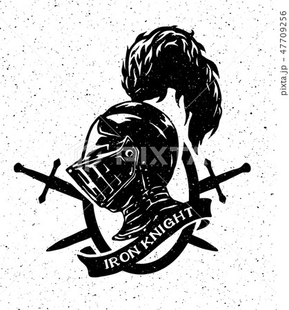 Knight helmet on a background of swords. Knight helmet on a background of swords. 47709256
