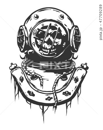 Old diving helmet. 47709289