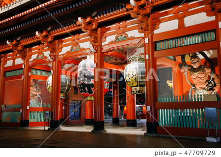 東京 浅草 金龍山浅草寺 宝蔵門 ライトアップ 東京 浅草 金龍山浅草寺 宝蔵門 ライトアップ 47709729