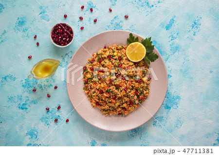 Traditional turkish food bulgur salad - Kisir. Traditional turkish food bulgur salad - Kisir. 47711381