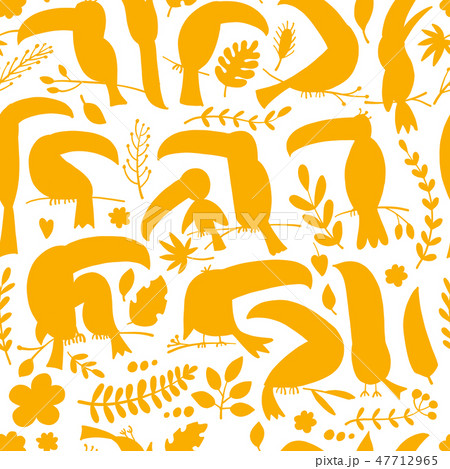 Toucans, paradise tropical bird. Seamless pattern for your design Toucans, paradise tropical bird. Seamless pattern for your design 47712965