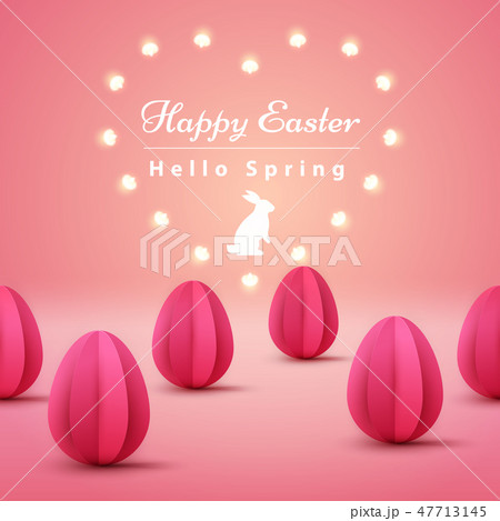 Happy Easter. Paper origami illustration. 47713145