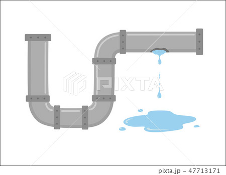 Leaking pipe with flowing water vector illustration Leaking pipe with flowing water vector illustration 47713171