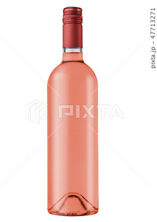 rose wine bottle with red screw cap on white  47713271