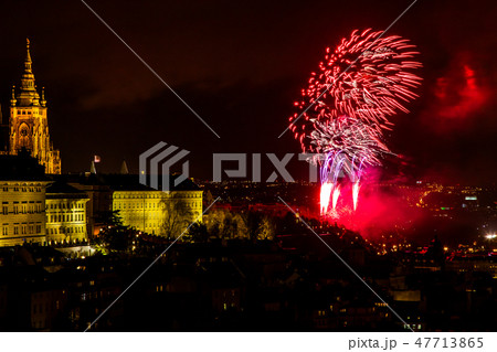 New Year's fireworks in Prague New Year's fireworks in Prague 47713865