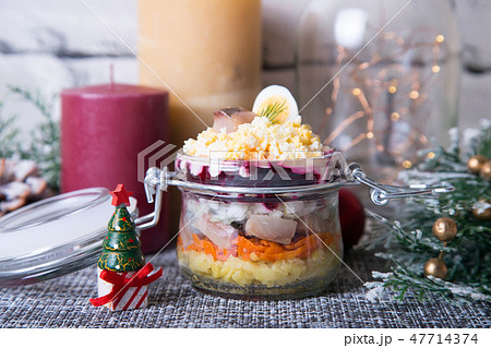 Herring under a Fur Coat in the jar. Herring under a Fur Coat in the jar. 47714374