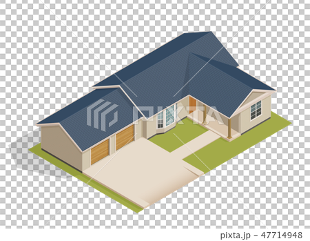 Vector isometric suburban house - Stock Illustration [47714948] - PIXTA