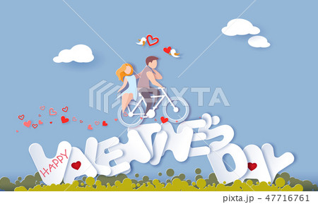 Valentines day card with couple in love heart 47716761