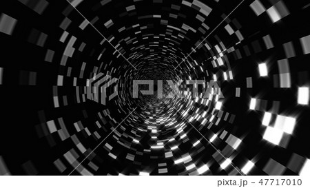 Abstract technology tunnel with shiny particles, moving in virtual space, traveling in space, 3d 47717010