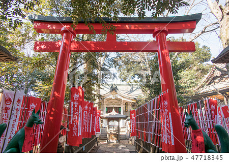 東京都　港区　元赤坂　豊川稲荷東京別院　赤鳥居と奥の院 47718345